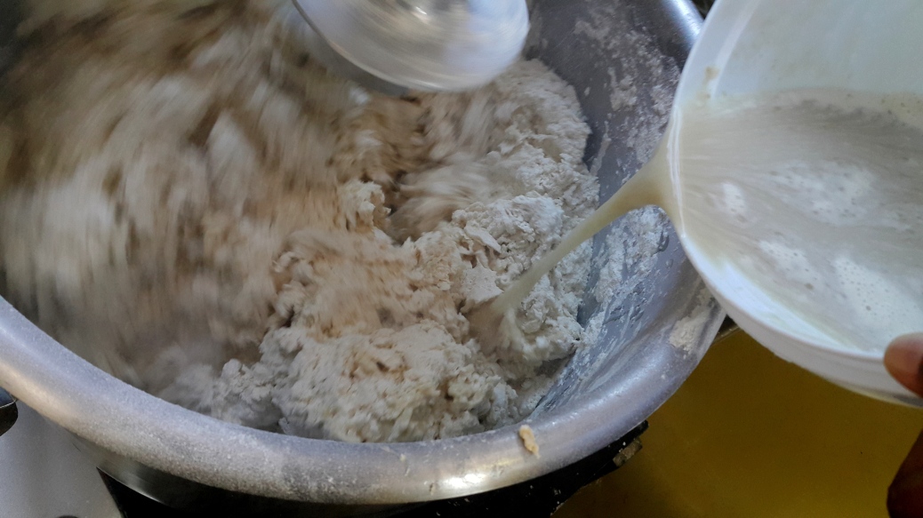 Flour mixed with yeast in water with sugar